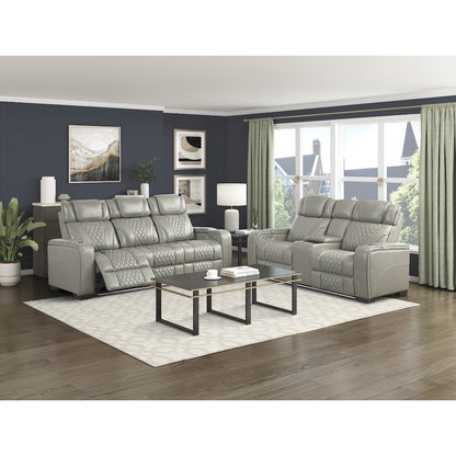 Apex Leather 2pc Set: Sofa, Love in Gray