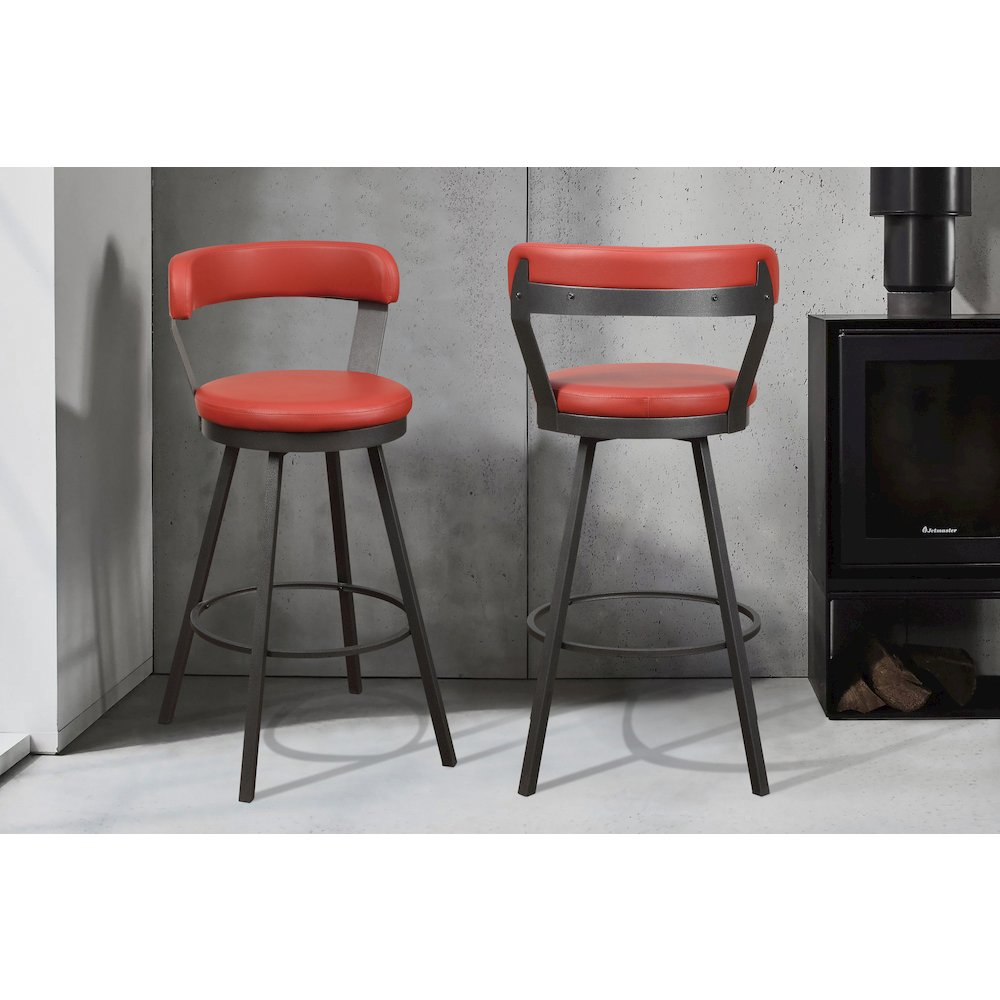 Appert Metal Swivel Pub Height Chair,  set of 2 in Red