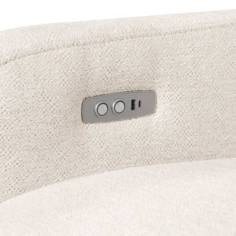 Vera Chenille Power Double Reclining Love Seat in Beige
