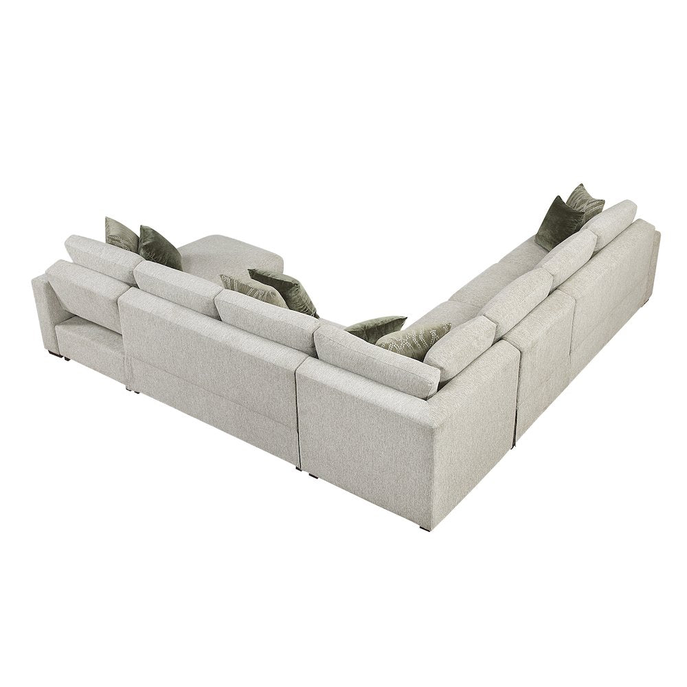 Isla Microfiber 5-Piece Sectional with Reversible Chaise in Sage Sand