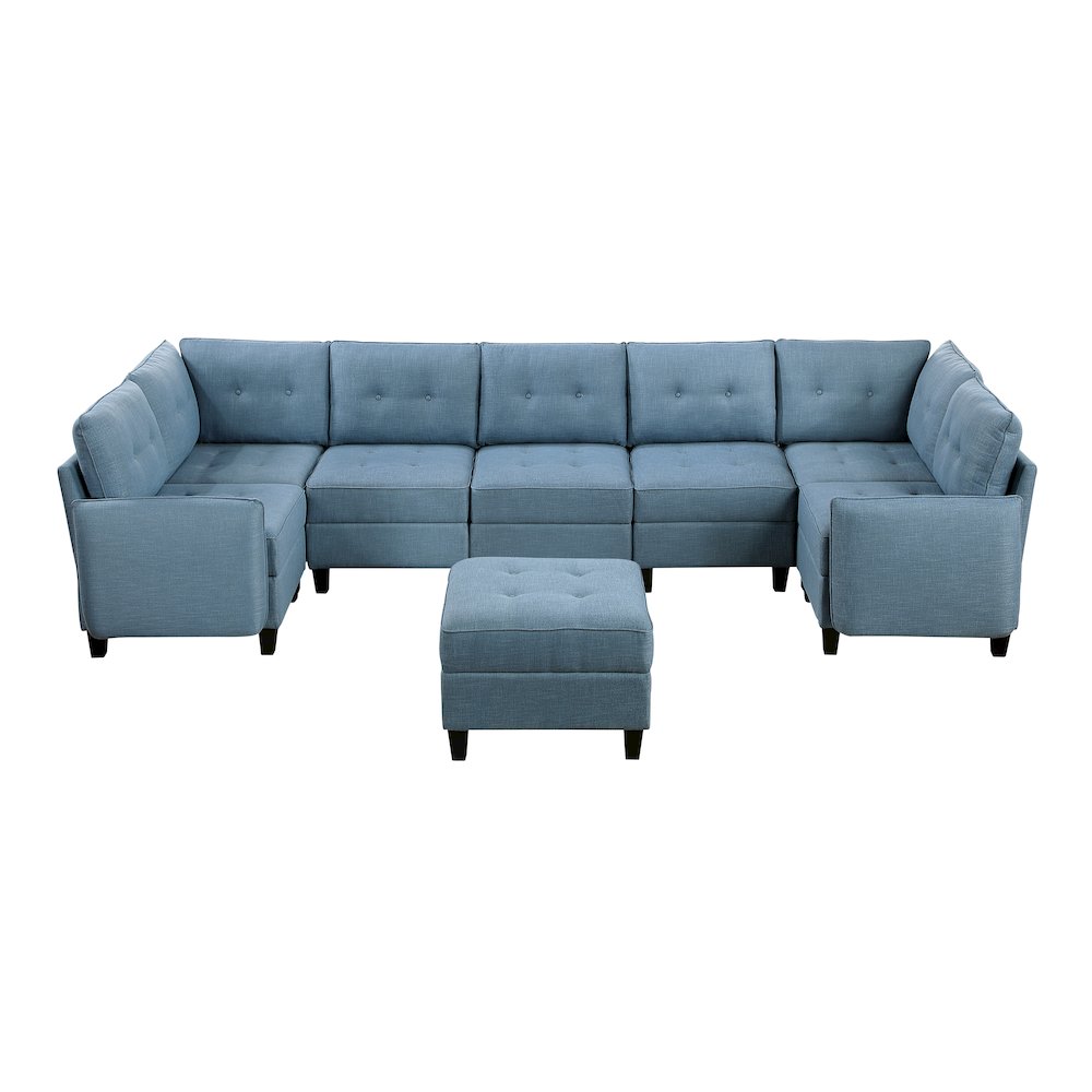 Garren Textured 8-Piece Sectional with Storage and Ottoman in Blue