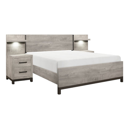 Zephyr Rubberwood 5pc Set Full Wall Bed in Light Gray