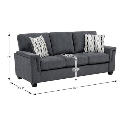 Chelsea Chenille 2pc Set: Sofa, Loveseat in Dark Gray