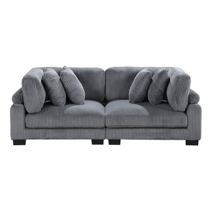 Traverse Corduroy Love Seat in Gray