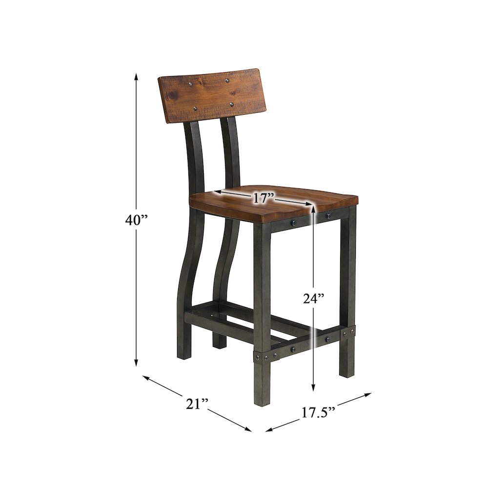 Holverson Poplar 5pcs Cntr Height Dining Set in Rustic Brown & Gunmetal