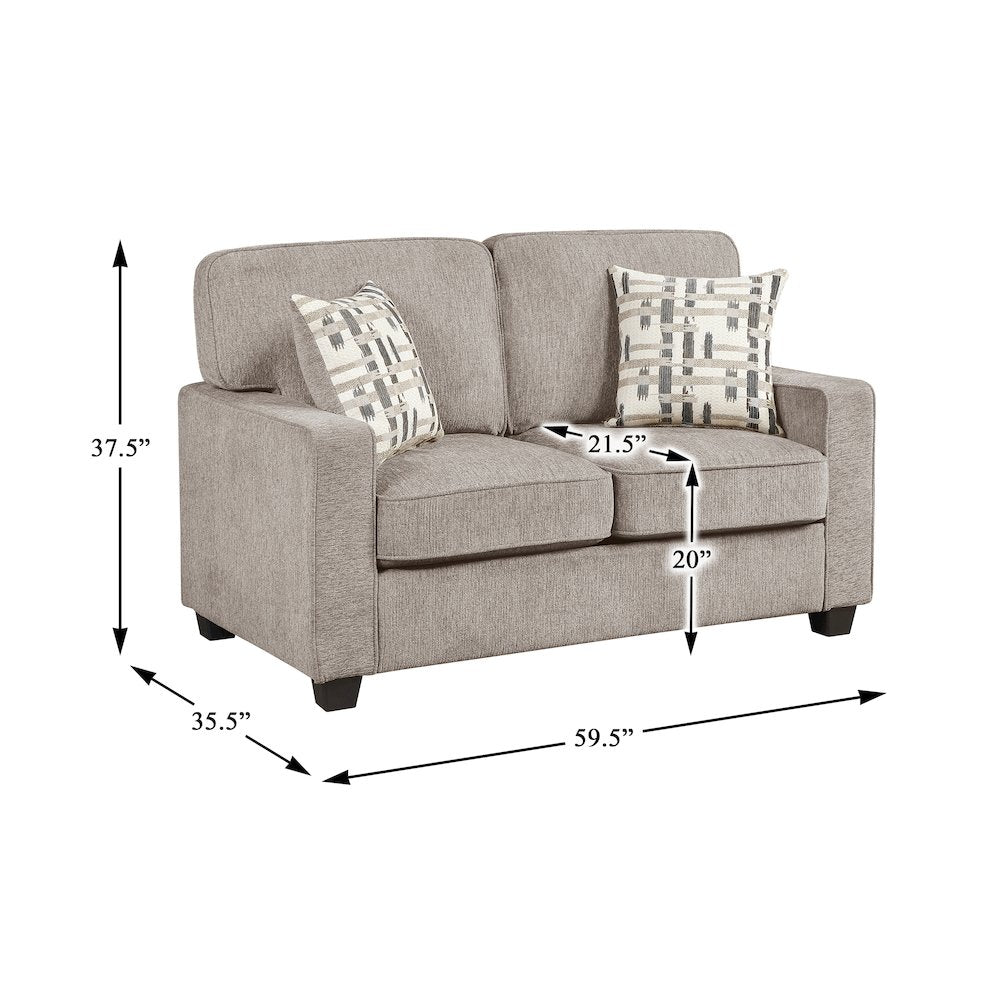Frances Chenille Love Seat in Taupe