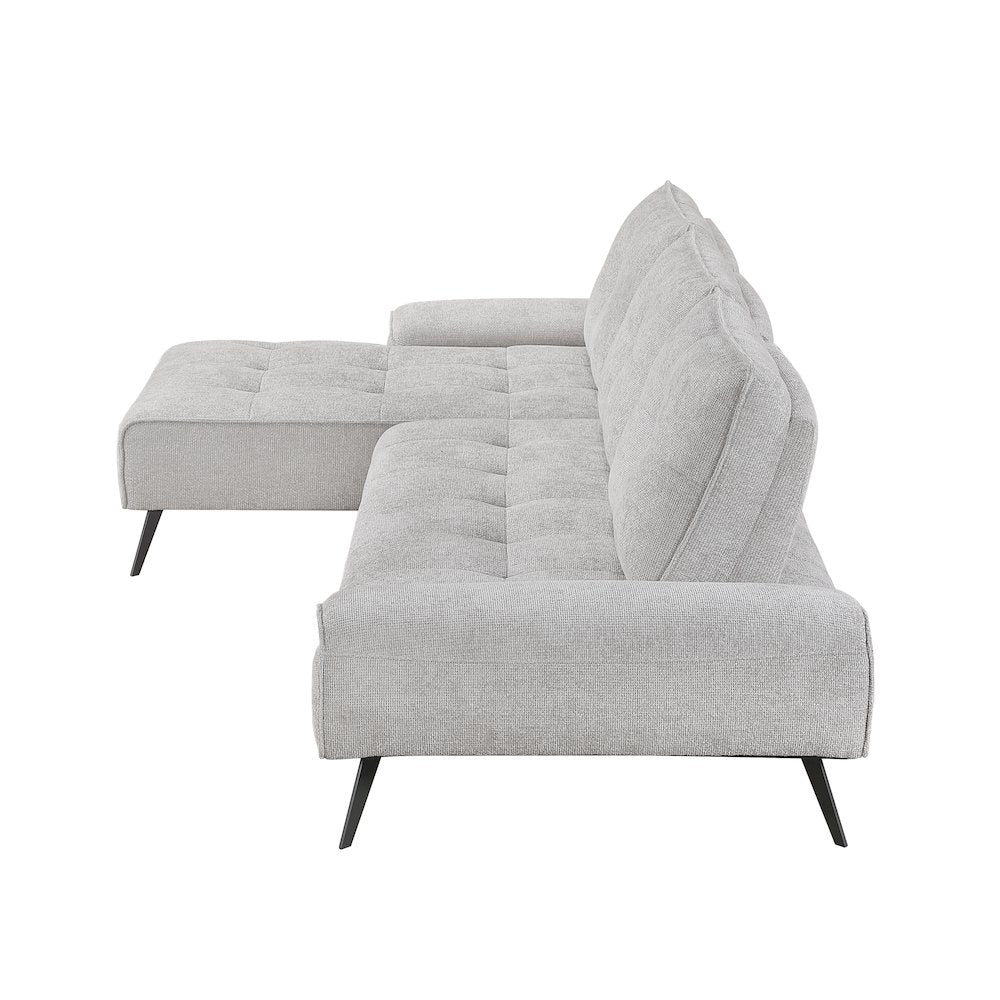 Dominic Chenille 2-Piece Sectional with Left Chaise in Light Gray