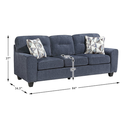 Bennett Chenille 3pc Set: Sofa, Love, Chair in Blue