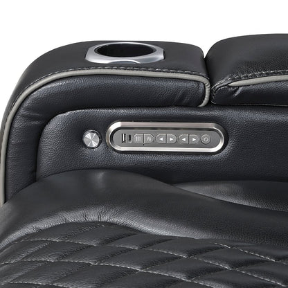 Apex Leather Power Reclining Chair with Power Headrest and Heat in Black