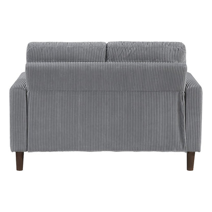 Crandall Corduroy 3pc Set: Sofa, Loveseat, Chair in Gray