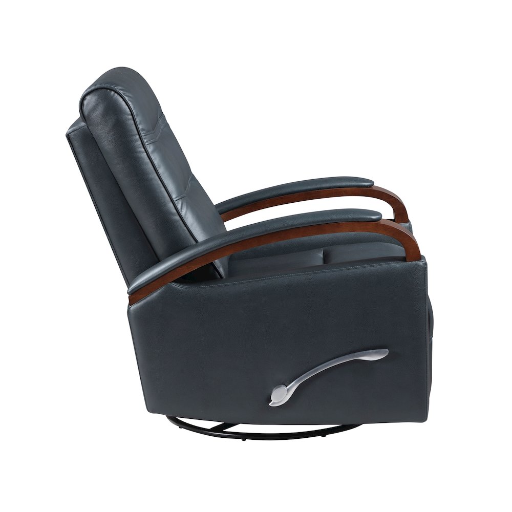 Margot Faux Leather Swivel Glider Reclining Chair in Dark Blue
