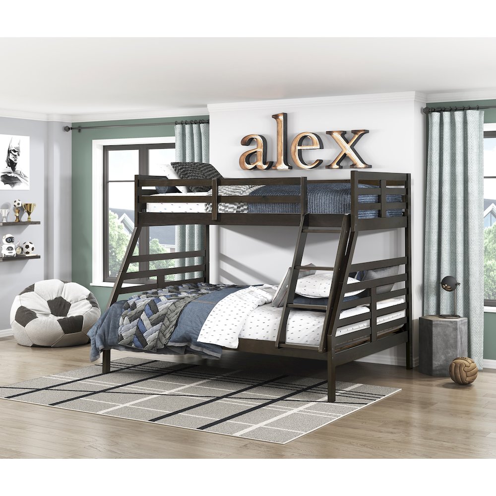 Darden Pine Twin/Full Bunk Bed in Dark Brown
