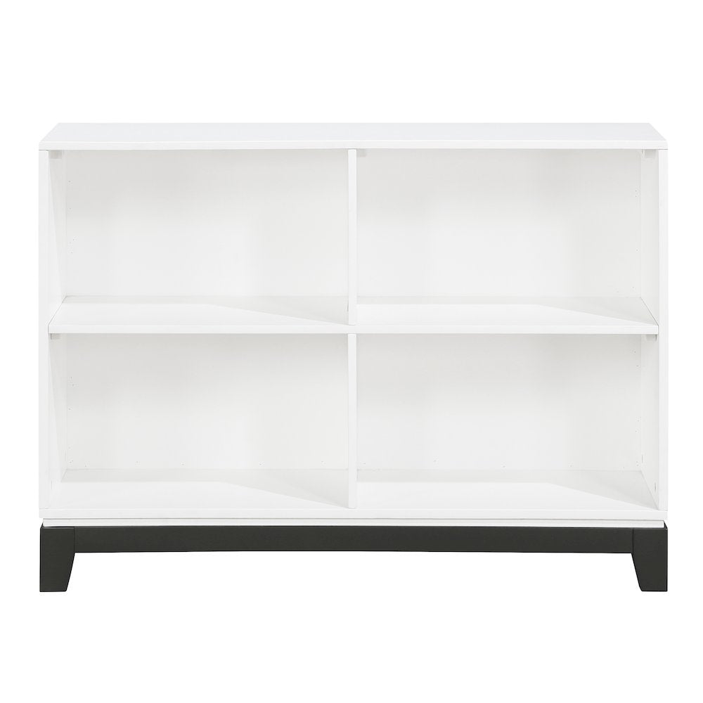 Garretson Acacia Bookcase in 2-Tone Finish (White and Metallic Gray)
