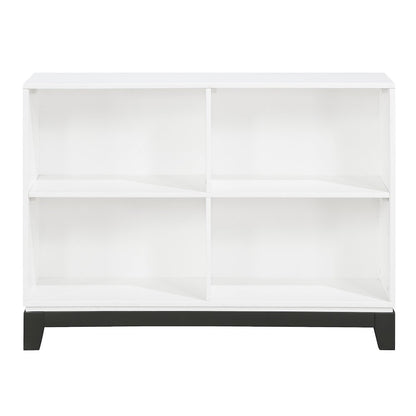 Garretson Acacia Bookcase in 2-Tone Finish (White and Metallic Gray)