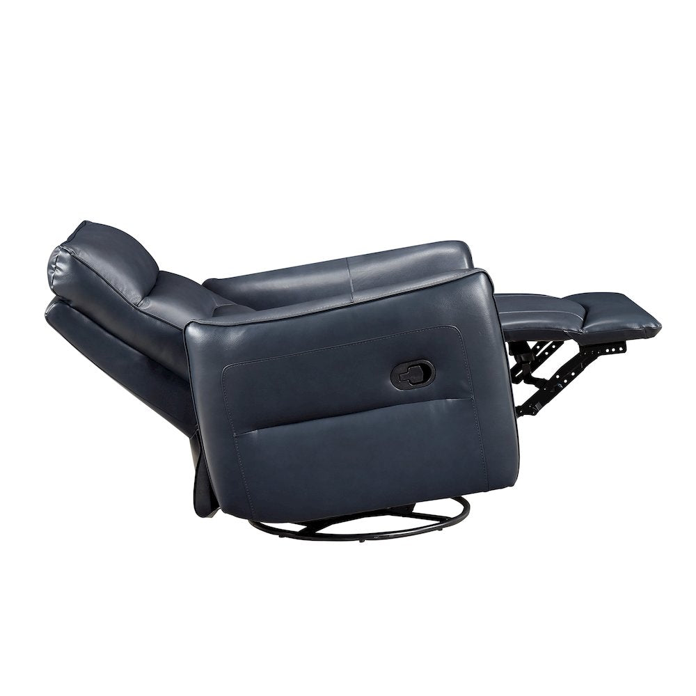 Thomas Leather Swivel Glider Reclining Chair in Dark Blue
