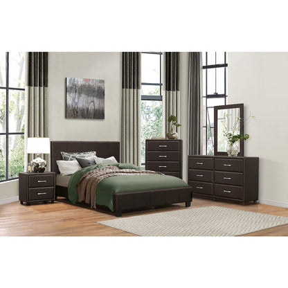 Lorenzi Faux Leather California King Bed in Dark Brown