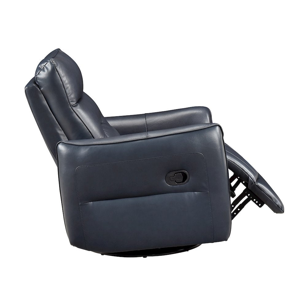 Thomas Leather Swivel Glider Reclining Chair in Dark Blue