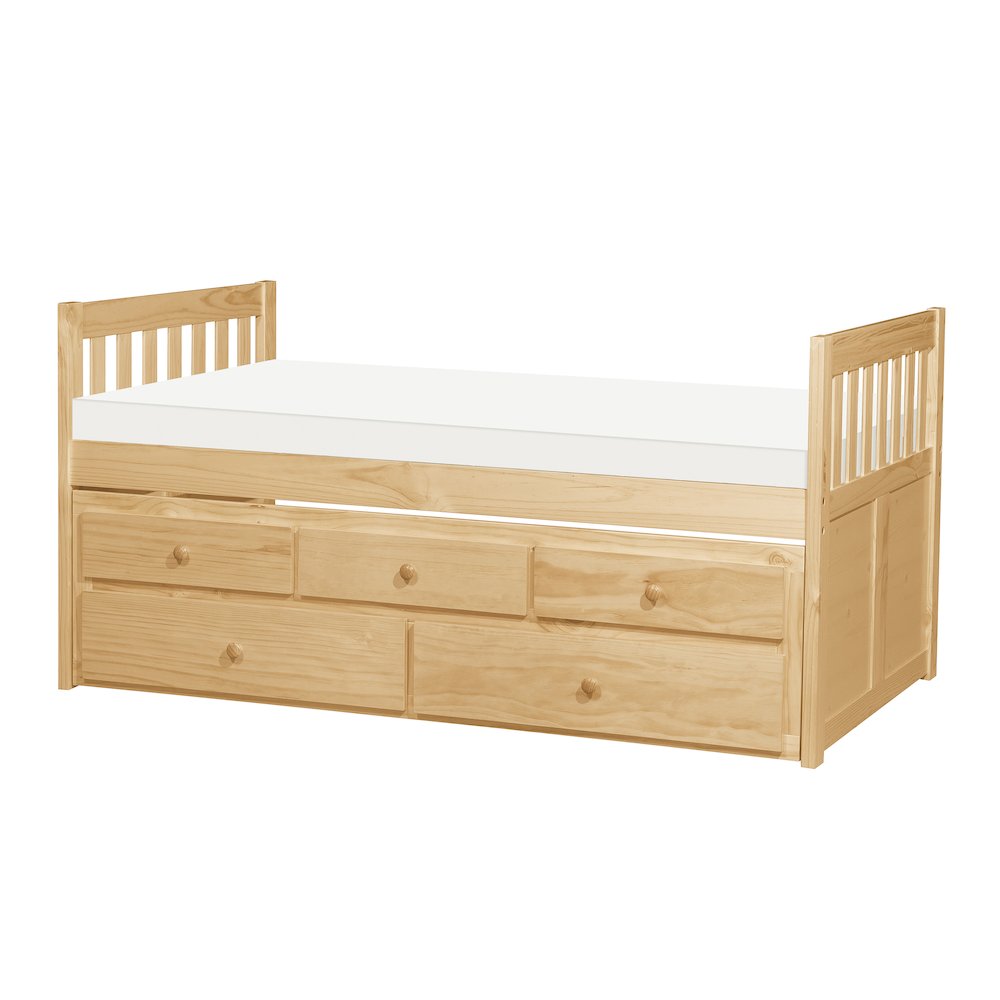 Bartly Pine Twin Over Twin Trundle Bed in Natural Pine