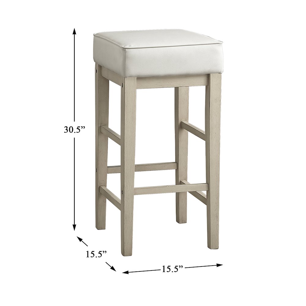 Pittsville Solid Wood 29" Height Square Stool, Set of 2 in White