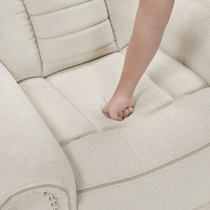 Nutmeg Chenille Double Reclining Love Seat with Center Console in Beige