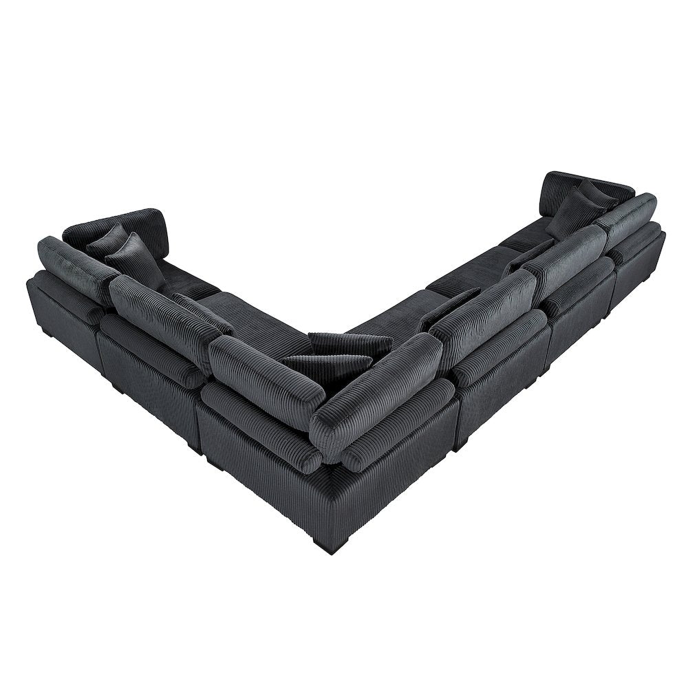 Traverse Corduroy 6-Piece Modular Sectional in Black
