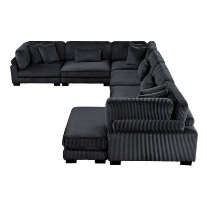 Traverse Corduroy 6-Piece Modular Sectional with chaise in Black