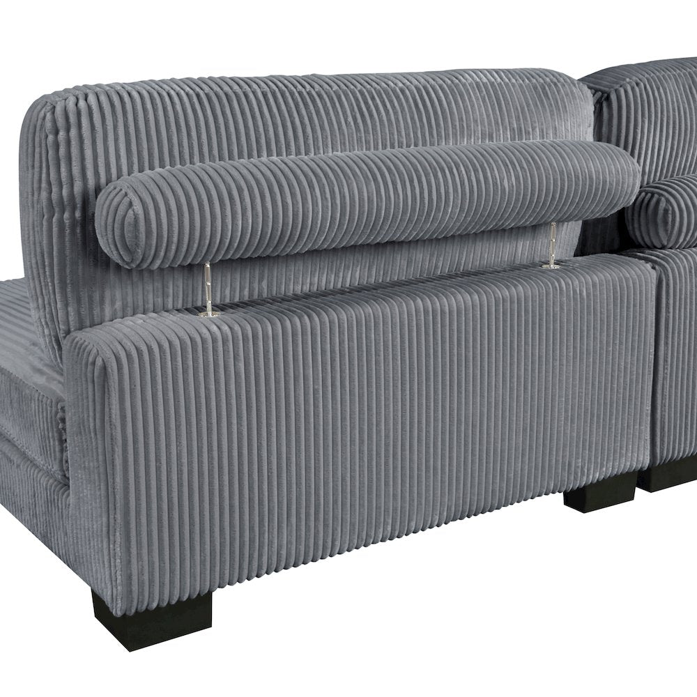 Traverse Corduroy 4-Piece Modular Sectional with Ottoman in Gray
