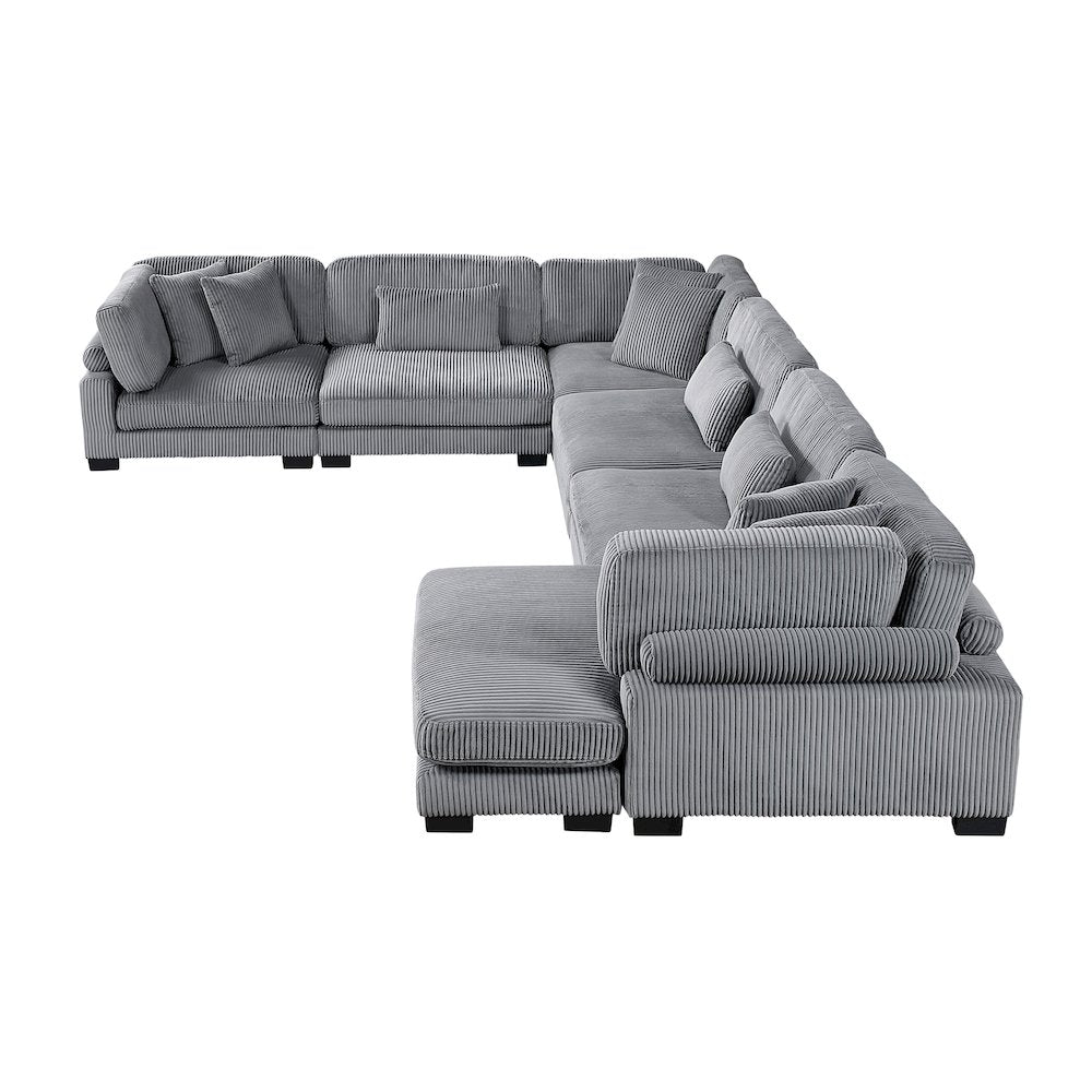 Traverse Corduroy 6-Piece Modular Sectional with chaise in Gray