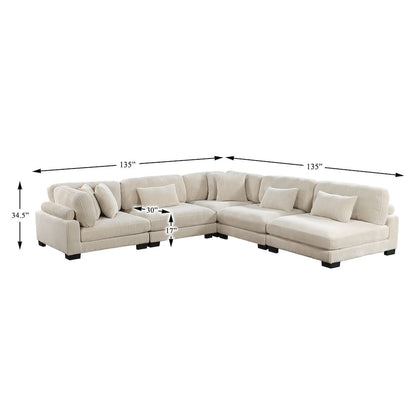 Traverse Corduroy 5-Piece Modular Sectional in Beige