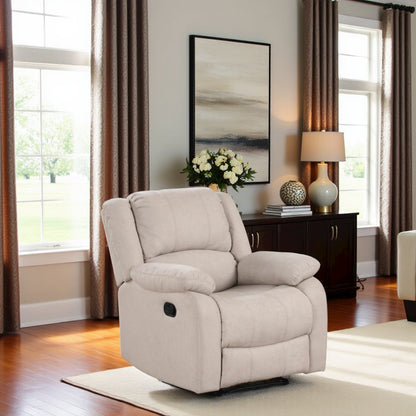 Beige Manual Recliner, Plush Reclining Chair for Living Room Comfort