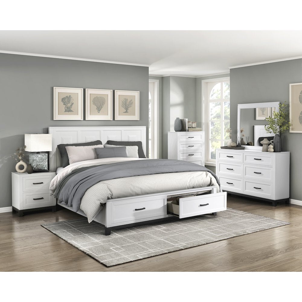 Garretson Acacia EK Pltfm Bed in 2-Tone Finish (White and Metallic Gray)