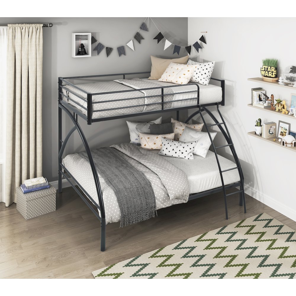 Bailey Metal Twin Over Full Metal Bunk Bed in Black