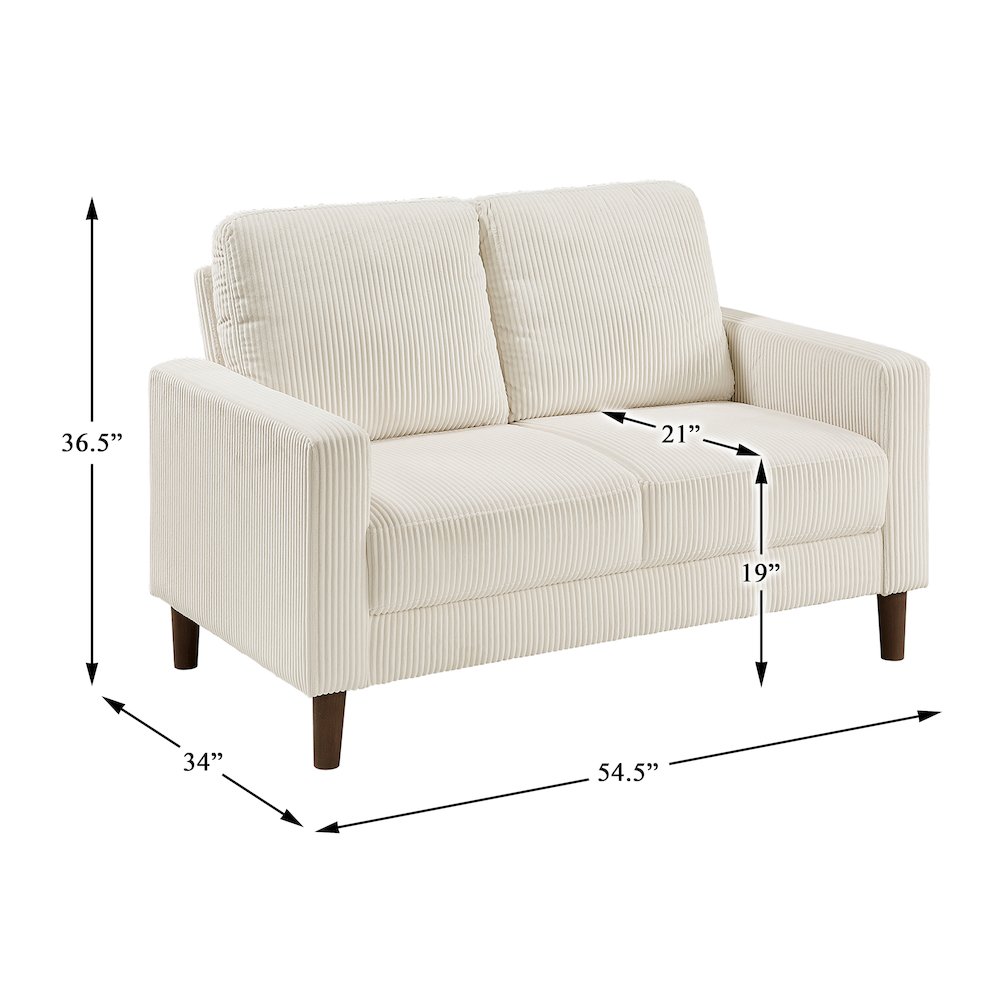 Crandall Corduroy Love Seat in Beige