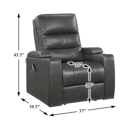 Wallstone Faux Leather Power Reclining Chair with Power Headrest in Gray