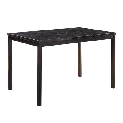 Tempe Faux Marble Top Dining Room Table in Black Metal Finish