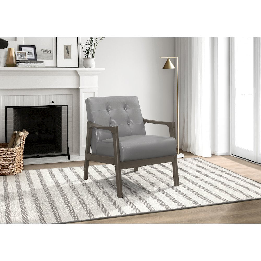 Alby Faux leather Accent Chair in Gray