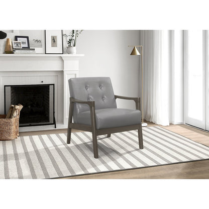 Alby Faux leather Accent Chair in Gray