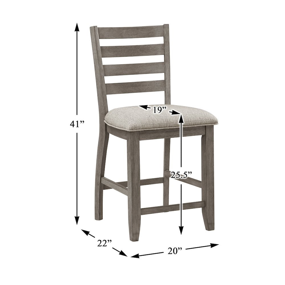 Tigard Asian Hardwood 5-Piece Counter Height Dining Set in Cherry & Gray