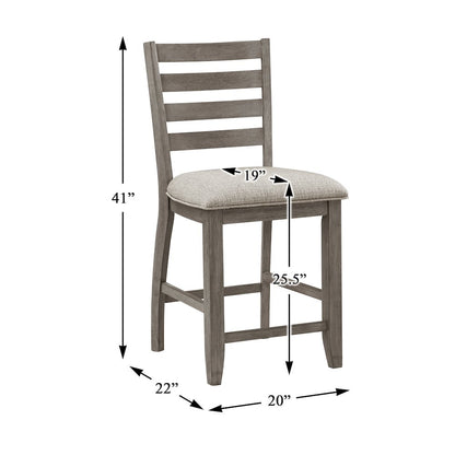 Tigard Asian Hardwood 5-Piece Counter Height Dining Set in Cherry & Gray