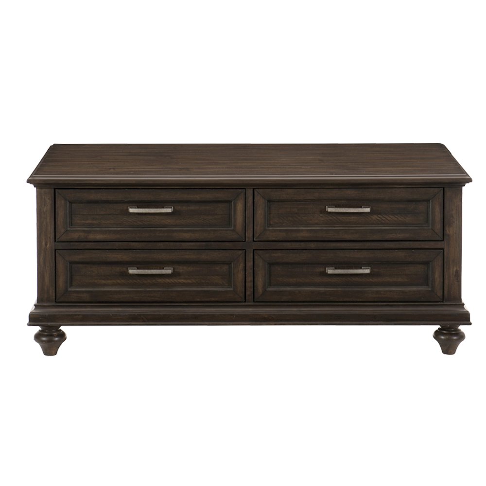 Cardano Asian Hardwood Cocktail Table with drawers in Driftwood Charcoal