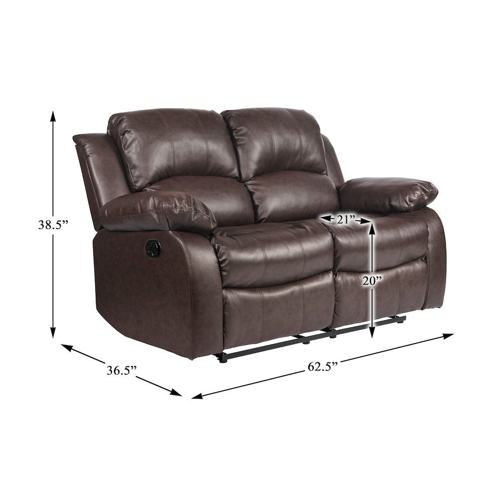 Cranley Faux Leather Double Reclining Loveseat in Black