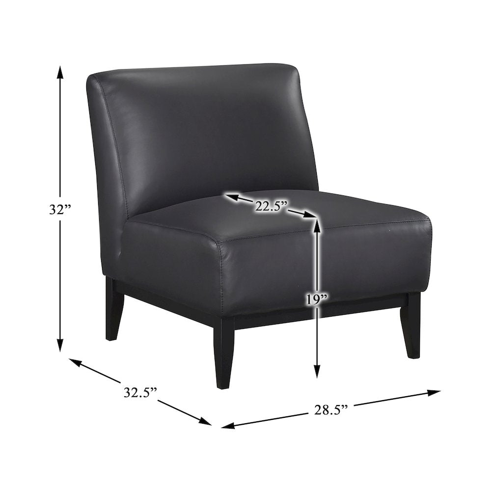 Houghton Leather Accent Chair in Black