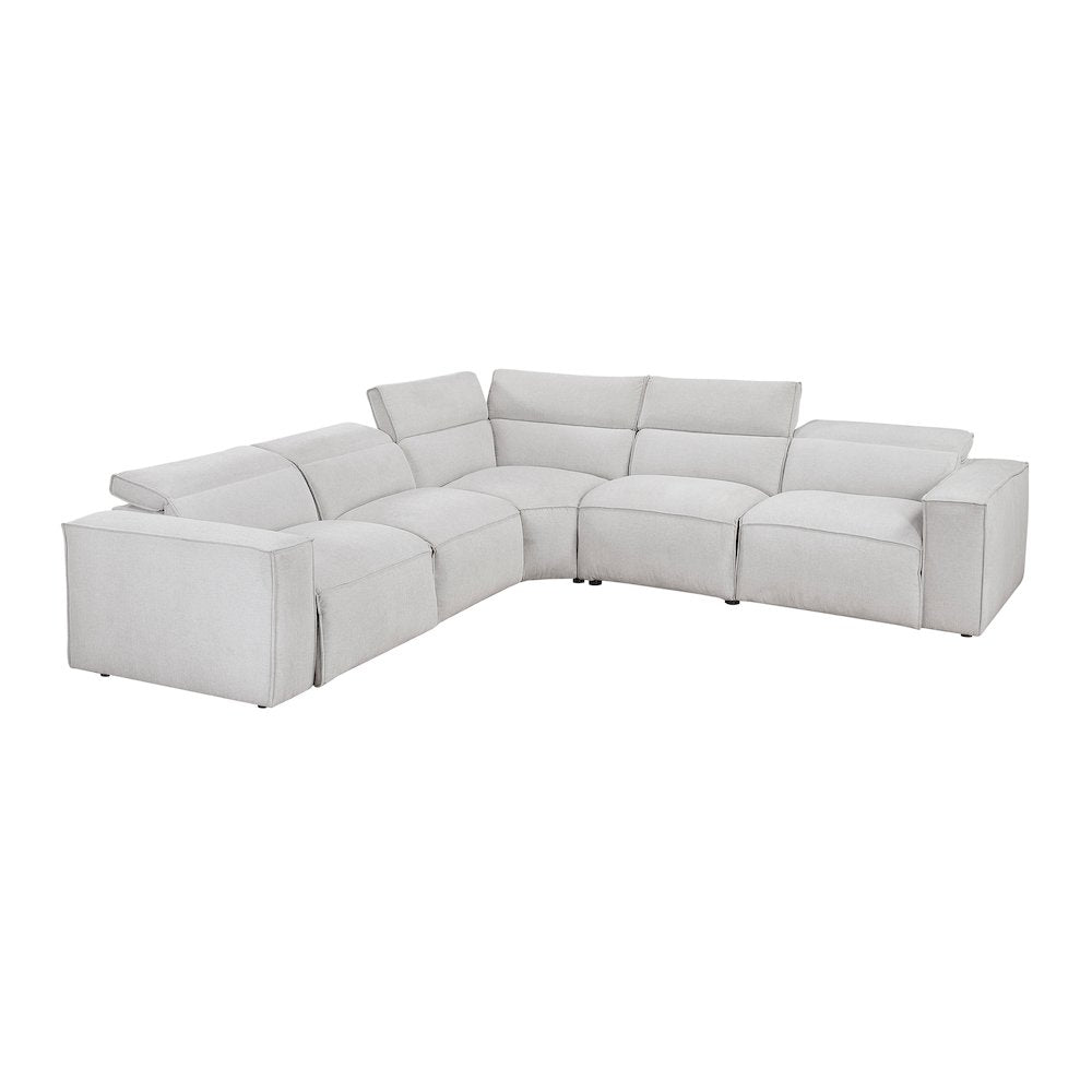 Phoebe Microfiber 5pcs Modular Power Reclining Sectional in Light Gray