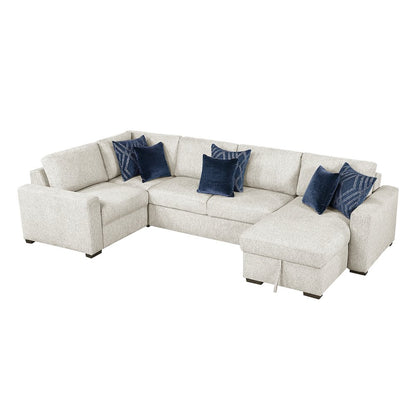 Isla Microfiber 4-Piece Sectional with Reversible Chaise in Beige
