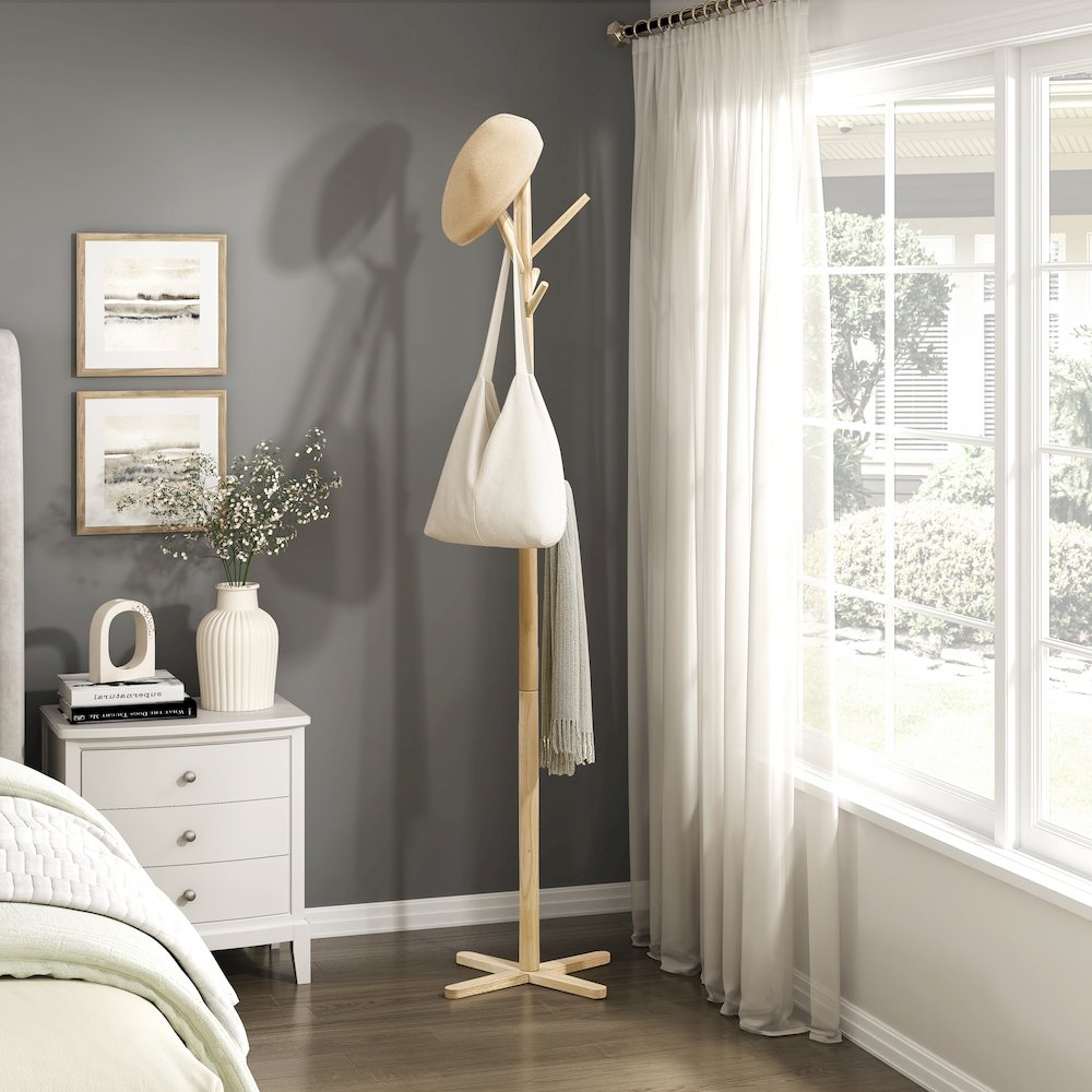 Jack Rubberwood Coat Rack in Natural