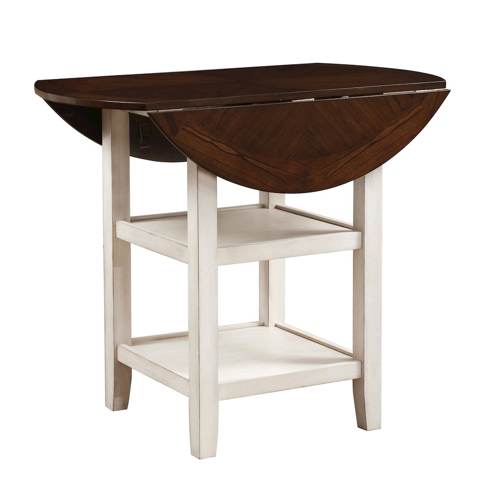 Kiwi Wood Counter Height Table in White Wash and Dark Cherry Finish
