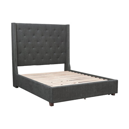 Fairborn Solid Wood Full Platform Bed with Storage Footboard in Gray