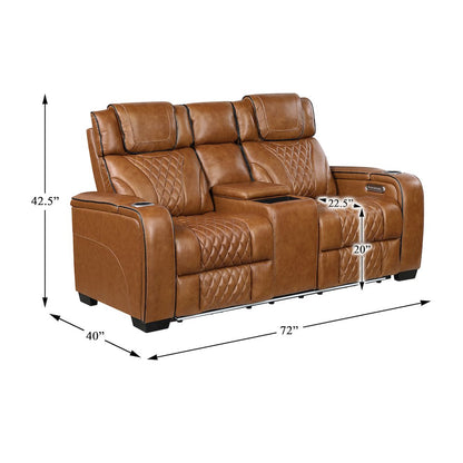 Apex Leather 2pc Set: Sofa, Love in Brown