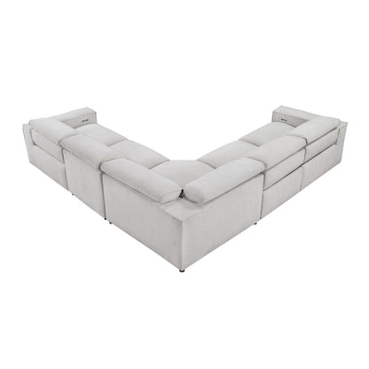 Phoebe Microfiber 5pcs Modular Power Reclining Sectional in Light Gray