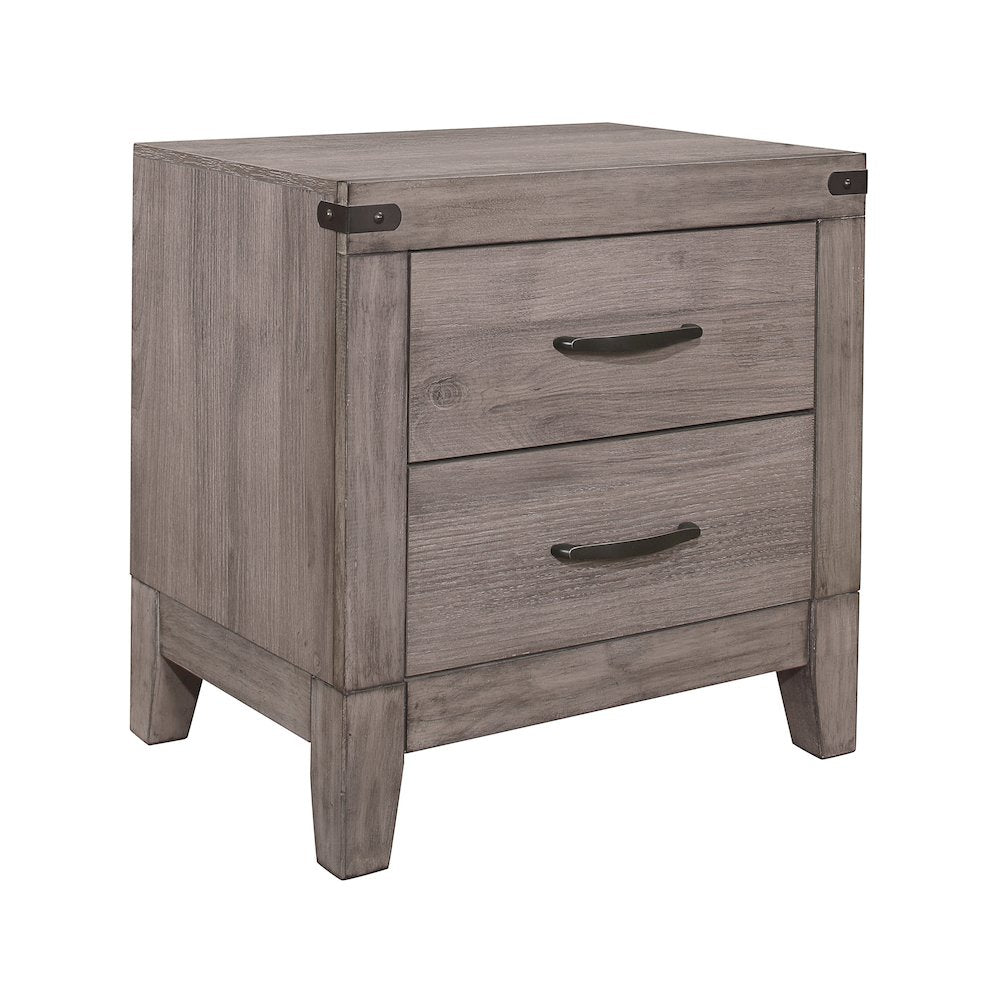 Woodrow Asian Hardwood Nightstand in Gray